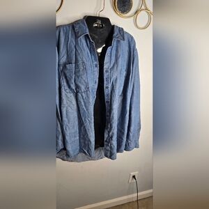 Ava & Viv Blue Lightweight Shirt Jacket